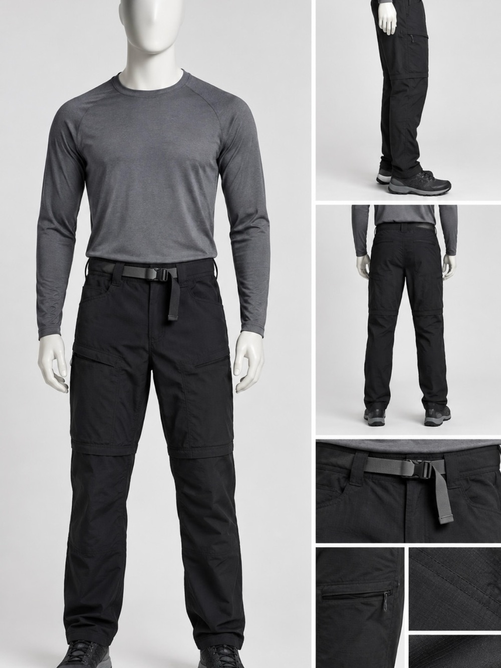 The North Face Black Men's Cargo Pants with Integrated Belt